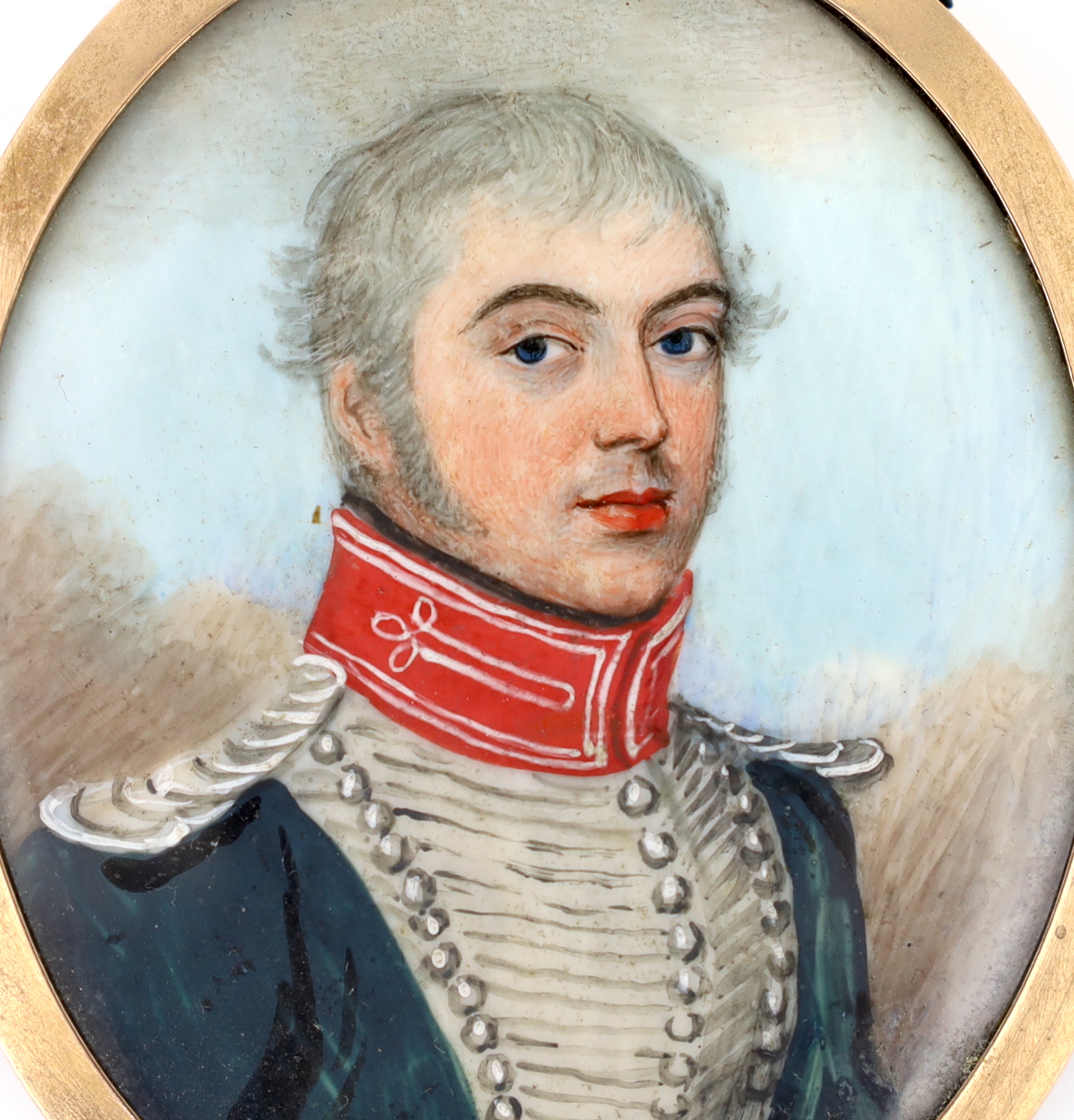 Frederick Buck (Irish, 1771-1840), Portrait miniature of an army officer, watercolour on ivory, 6.1 x 4.8cm. CITES Submission reference XPU4F4CC